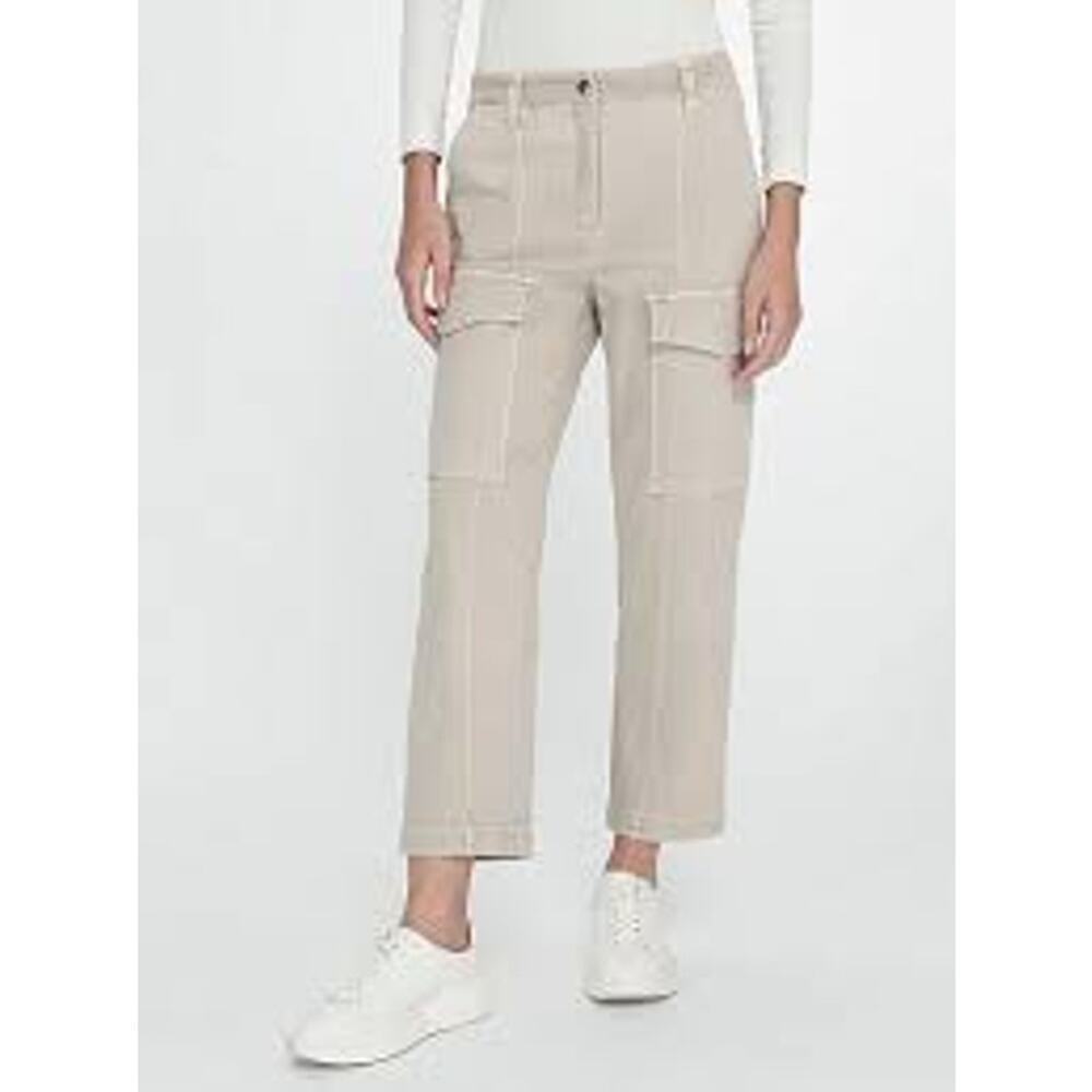 Raffaello Rossi Womens 34/4 US Edessa 7/8 Cargo Pants Tan Cotton Blend High Rise